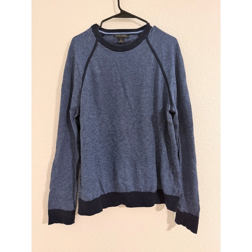Banana Republic Pima Cotton Cashmere Crewneck Sweater Blue Mens Large Raglan